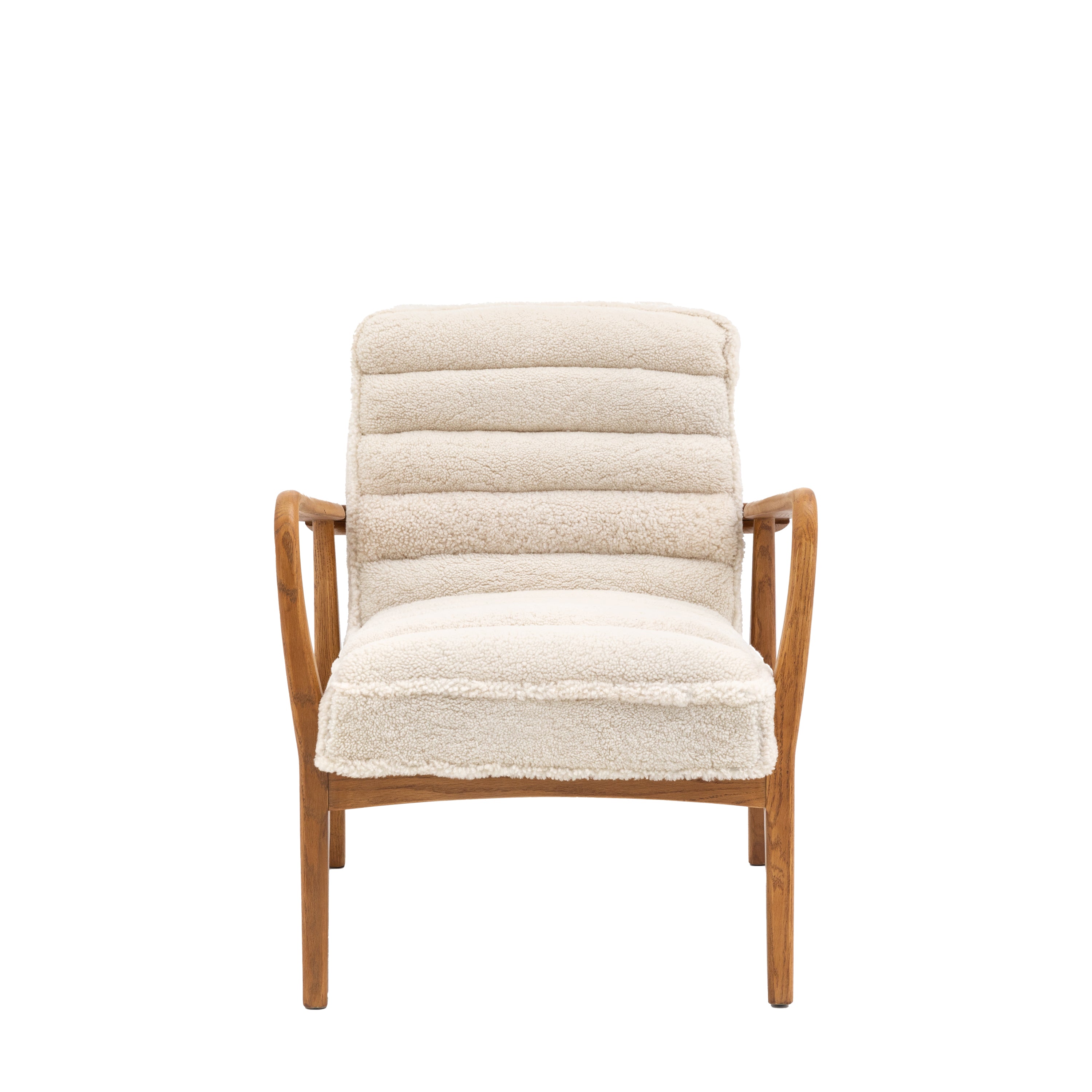 Langham Cream Sheepskin & Oak Wood Armchair